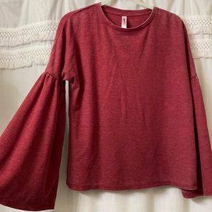 Soft bell sleeve waffle knit top